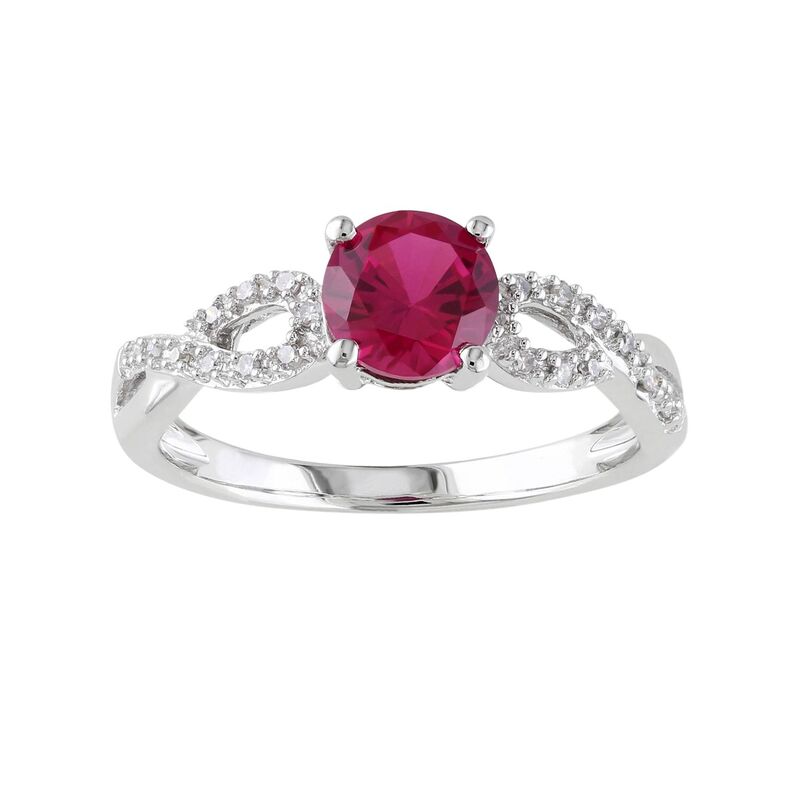 ステラ グレース レディース アクセサリー リング Stella Grace Lab-Created Ruby and 1/10 Carat.W. Diamond Engagement Ring in 10k White Red レッド