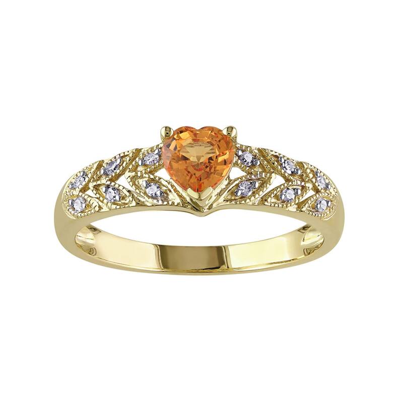 ステラ グレース レディース アクセサリー リング Stella Grace Orange Sapphire & Diamond Accent 10k Gold Heart Ring Orange オレンジ