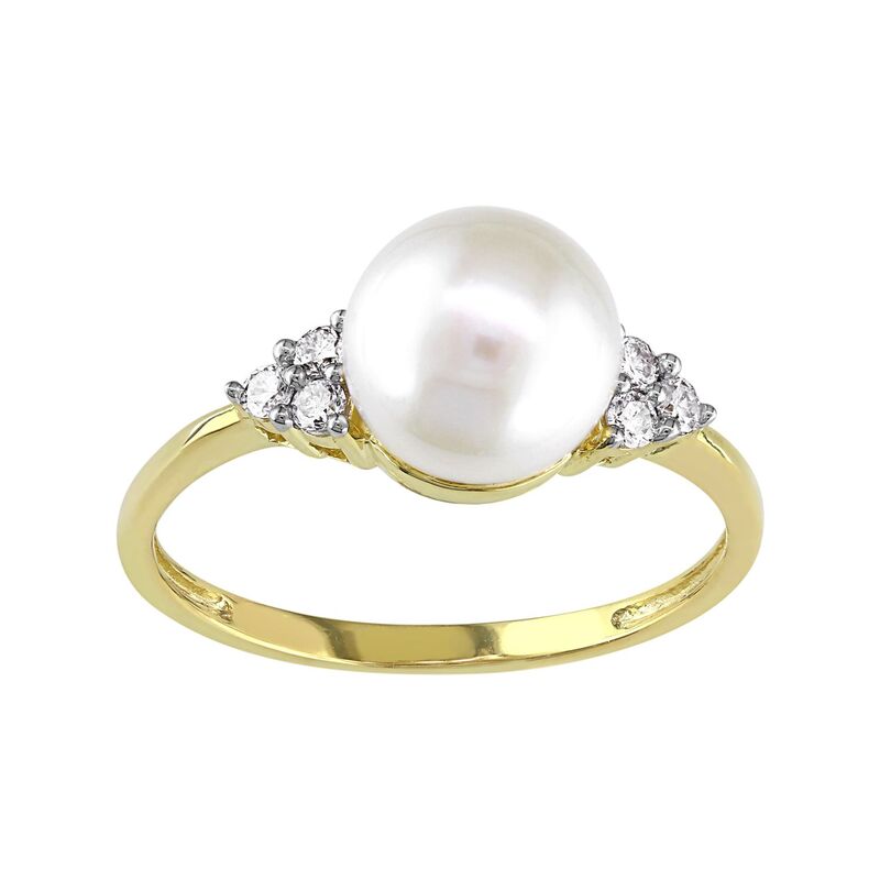 ステラ グレース レディース アクセサリー リング Stella Grace 10k Gold 1/8 Carat.W. Diamond & Freshwater Cultured Pearl Ring White ホワイト