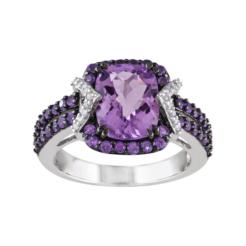ステラ グレース レディース アクセサリー リング Stella Grace Amethyst African Amethyst & 1/10 Carat.W. Diamond Sterling Silver Halo Ring Purple パープル