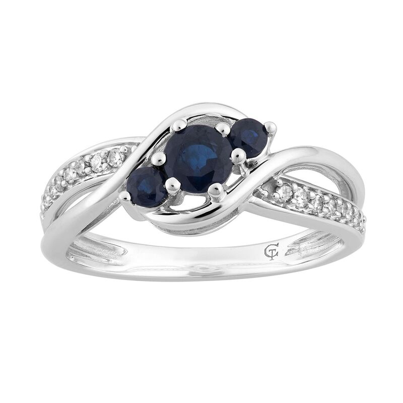 アンブランデッド レディース アクセサリー リング Unbranded 10k White Gold Sapphire & 1/10 Carat.W. Diamond 3-Stone Ring 10k Whgold ホワイト