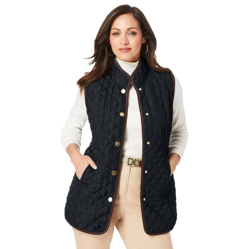 ジェシカロンドン レディース アウター ジャケット・ブルゾン プラスサイズ キルティング ベスト Jessica London Women's Plusize Quilted Vest Black ブラック