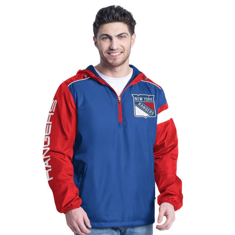 カール バンクス メンズ トップス Tシャツ パーカー ジャケット Men's G-III Sports by Carl Banks Blue/Red New York Rangers Lateral Half-Zip Hoodie Jacket Ran Blue ブルー｜ReVida 店