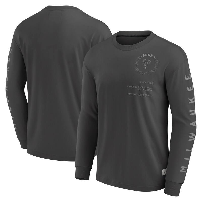 ファナティクス メンズ トップス Tシャツ Men Fanatics Gray Milwaukee Bucks Future Ground Tonal Info Elements Premium Long Sleeve T-Shirt Buk Grey グレー