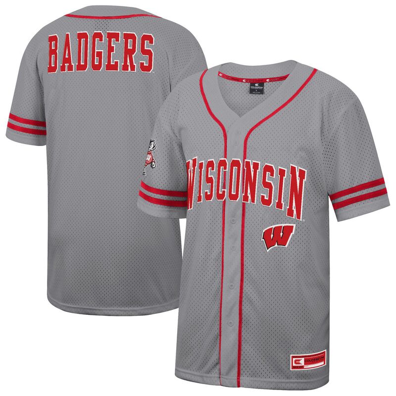 コロシアム メンズ トップス Tシャツ ジャージー Men's Colosseum Gray Wisconsin Badgers Free Spirited Baseball Jersey Wis Grey グレー｜ReVida 店