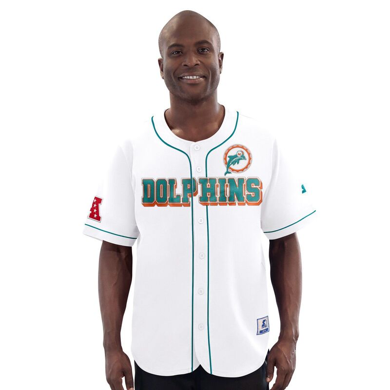 スターター メンズ トップス Tシャツ ヴィンテージャージー Men'sStarter White Miami Dolphins Relay Vintage Full-Button Baseball Jersey Dol White ホワイト
