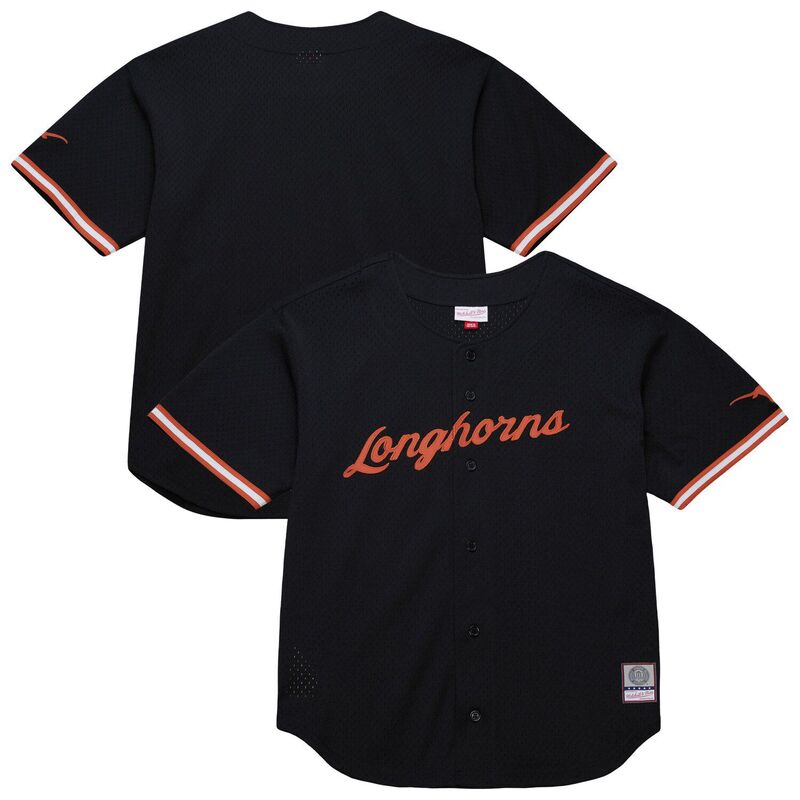 ミッチェル&ネス メンズ トップス Tシャツ ジャージー Men's Mitchell & Ness Black Texas Longhorns On The Clock Full-Button Fashion Jersey Tex Black ブラック