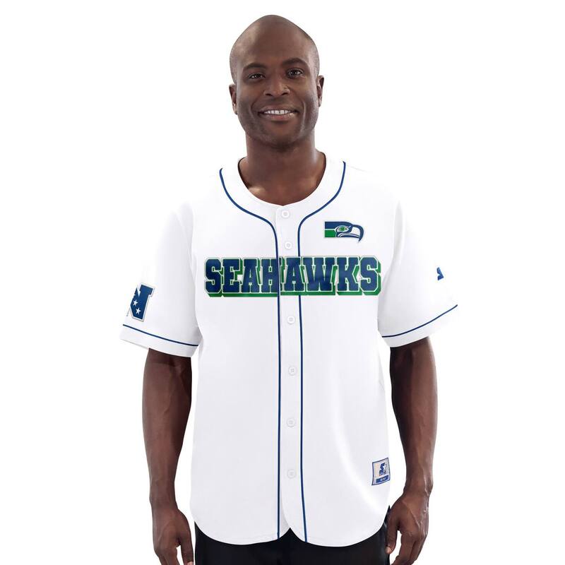 スターター メンズ トップス Tシャツ ヴィンテージャージー Men'sStarter White Seattle Seahawks Relay Vintage Full-Button Baseball Jersey Sea White ホワイト