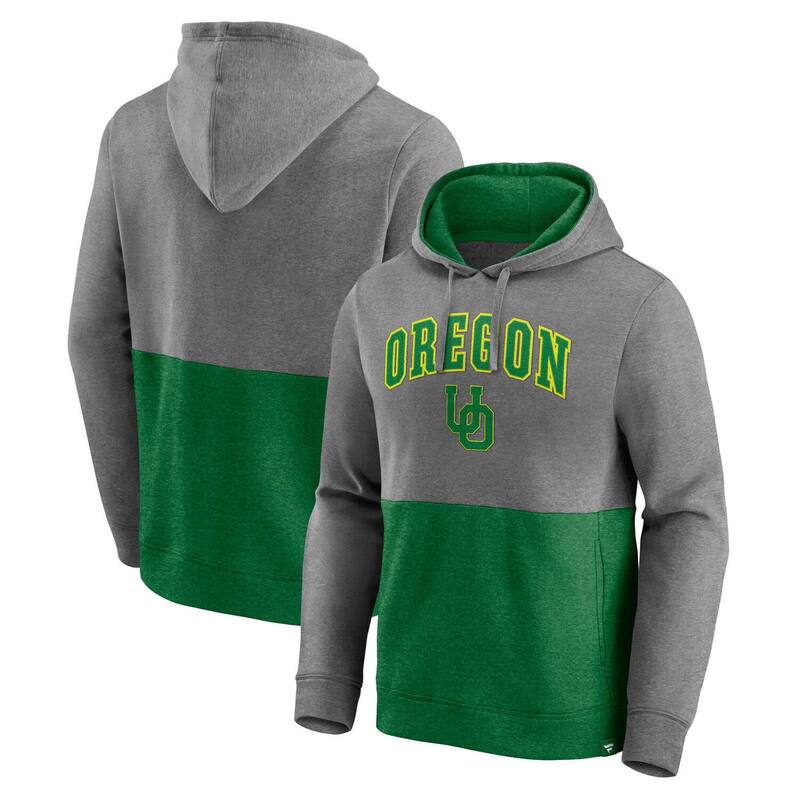 ファナティクス メンズ トップス Tシャツ パーカー Men's Fanatics Heather Gray/Heather Green Oregon Ducks Block Party Pullover Hoodie Uoo Grey グレー｜ReVida 店 15,251円