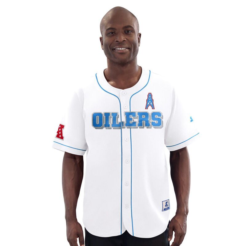 スターター メンズ トップス Tシャツ ヴィンテージャージー Men'sStarter White Houston Oilers Relay Vintage Full-Button Baseball Jersey Nfl White ホワイト