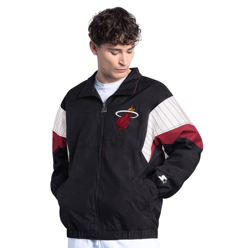 スターター メンズ アウター ジャケット・ブルゾン Men'starter Black Miami Heat Yard Line Full-Zip Jacket Hea Black ブラック｜ReVida 店