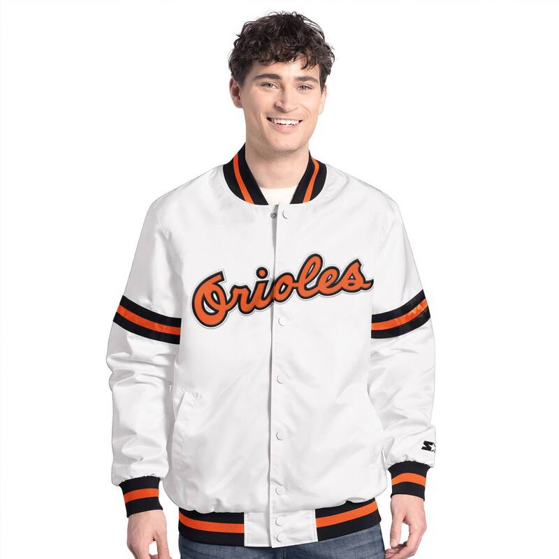 スターター メンズ アウター ジャケット・ブルゾン Men'sStarter White Baltimore Orioles Cooperstown Scout Full-Snap Varsity Jacket Orl White ホワイト｜ReVida 店 29,120円