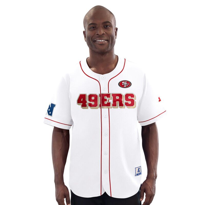 スターター メンズ トップス Tシャツ ジャージー Men'sStarter White San Francisco 49ers Relay Full-Button Baseball Jersey 49r White ホワイト