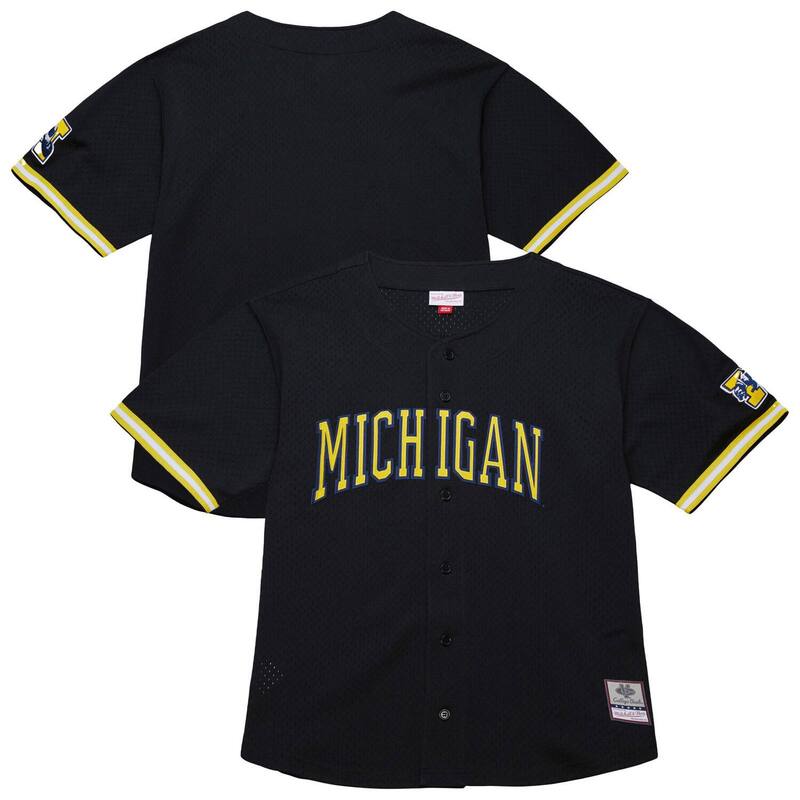 ミッチェル&ネス メンズ トップス Tシャツ ジャージー Men's Mitchell & Ness Black Michigan Wolverines On The Clock Full-Button Fashion Jersey Mic Black ブラック