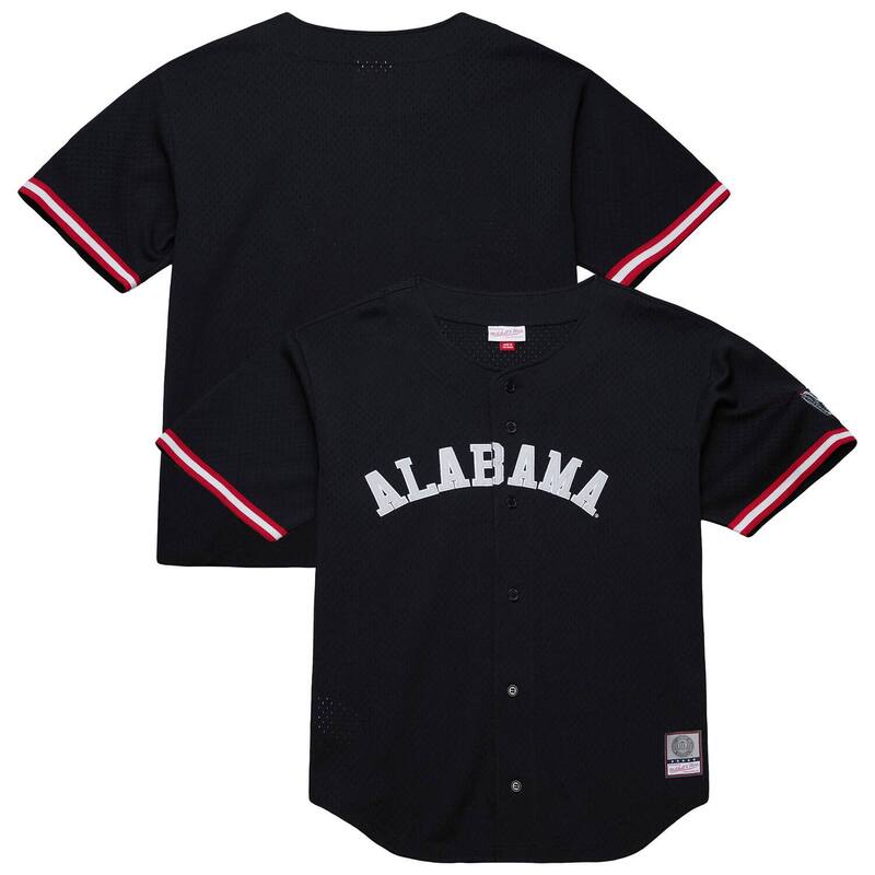 ミッチェル&ネス メンズ トップス Tシャツ ジャージー Men's Mitchell & Ness Black Alabama Crimson Tide On The Clock Full-Button Fashion Jersey Ala Black ブラック