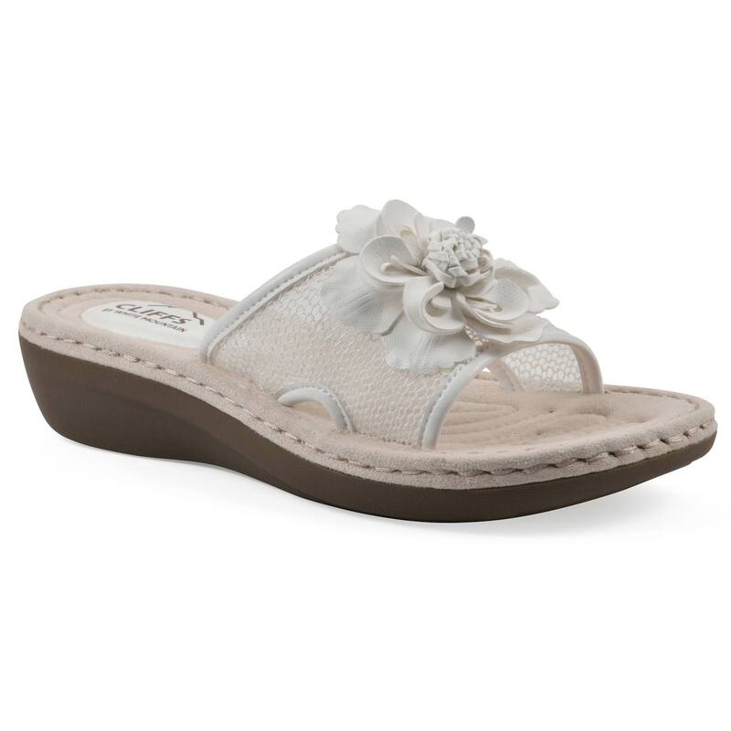 クリフバイホワイトマウンテン レディース シューズ サンダル フラワー柄 フラワー Cliffs by White Mountain Chill Women's Floral Wedge Sandals White Fabric ホワイト