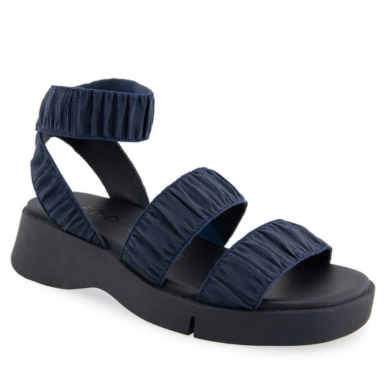エアロソールズ レディース シューズ サンダル Aerosoles Fiona Women's Elastic Flatform Sandals Navy ネイビー
