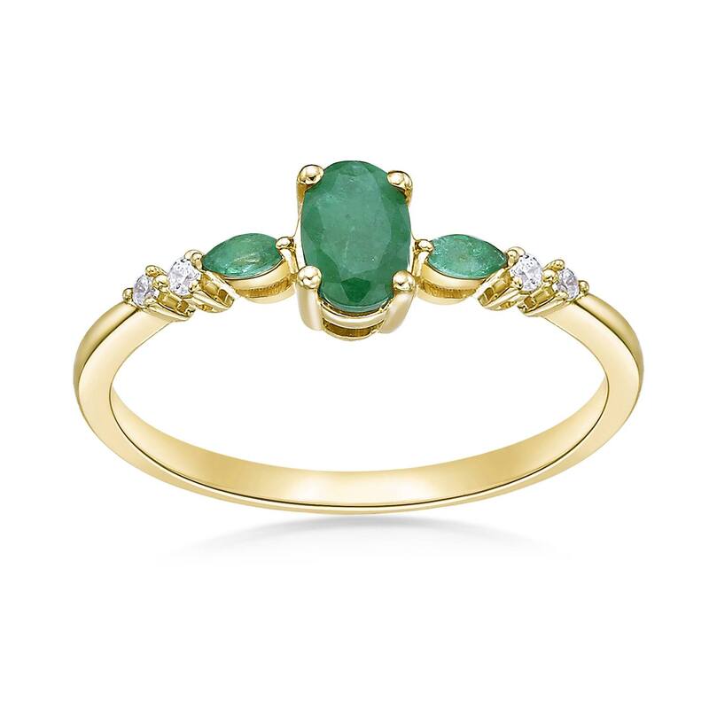 Gemminded レディース アクセサリー リング Gemminded 10k Gold Emerald & Diamond Accent Ring 10k Gold ゴールド