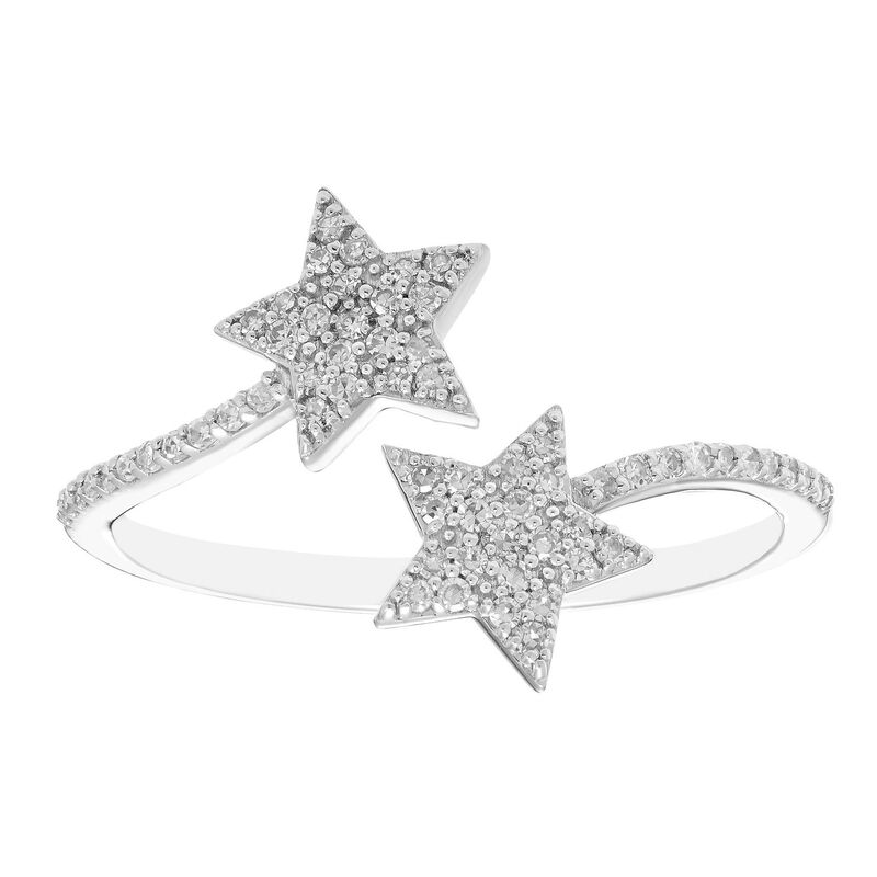 アンブランデッド レディース アクセサリー リング Unbranded Sterling Silver 1/5 Carat.W. Diamond Open Double Staring Sterling シルバー