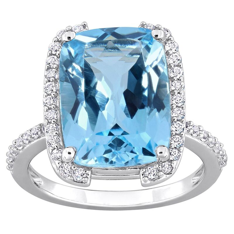 ステラ グレース レディース アクセサリー リング Stella Grace Sterling Silver Sky Blue Topaz & White Topaz Bracket Cocktail Ring Sterling ホワイト｜ReVida 店