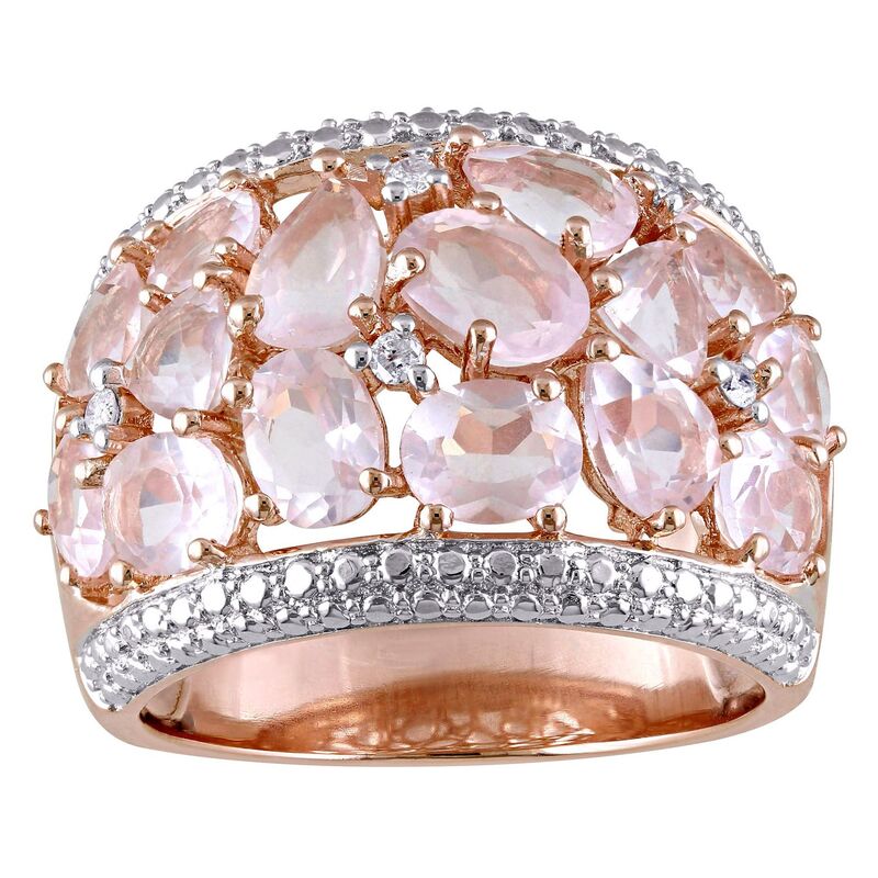 ステラ グレース レディース アクセサリー リング フラワー柄 フラワー Stella Grace 18k Rose Gold Over Silverose Quartz & Diamond Accent Floral Ring Rose Tone ゴールド