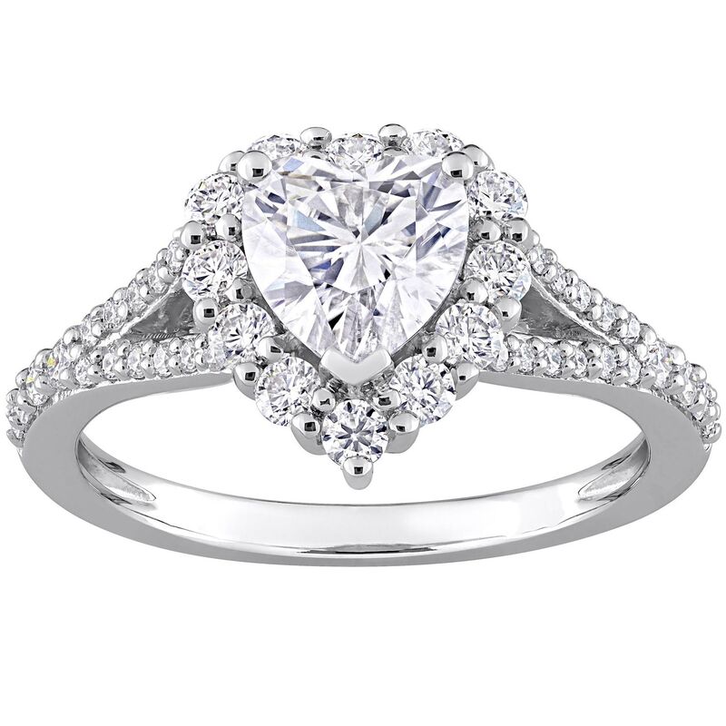 ステラ グレース レディース アクセサリー リング Stella Grace Sterling Silver 1-1/2 Carat.W. Lab-Created Moissanite Heart Halo Ring Sterling シルバー