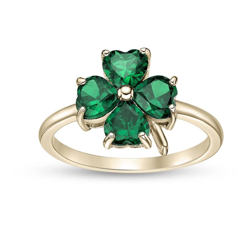 Gemminded レディース アクセサリー リング Gemminded 18k Gold Over Silver Lab-Created Emerald Cloveringold Tone ゴールド｜ReVida 店