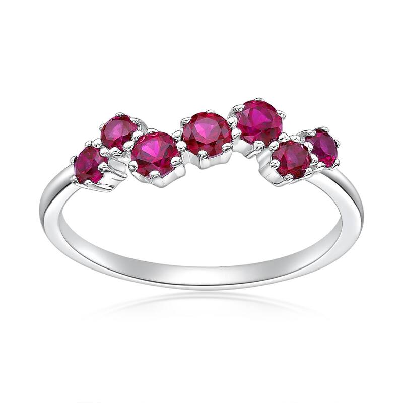 Gemminded レディース アクセサリー リング Gemminded Sterling Silver Lab-Created Gemstone 7-Stone Ring Sterling Cruby ルビー｜ReVida 店