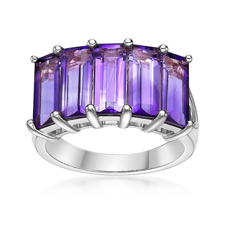 Gemminded レディース アクセサリー リング Gemminded Sterling Silver Amethyst Baguette Ring Sterling シルバー｜ReVida 店