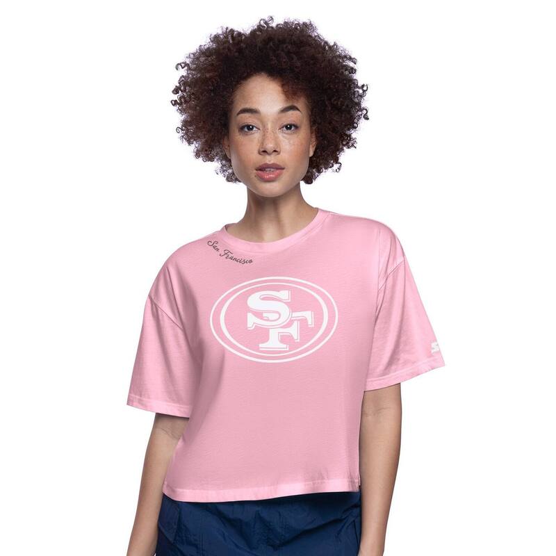 クランク レディース トップス ティーシャツ クロップド Women\u0027starter Pink San Francisco 49ers Play the Ball Boxy Cropped T-Shirt 49r Pink サクラ色 トップス-レディースファッション
