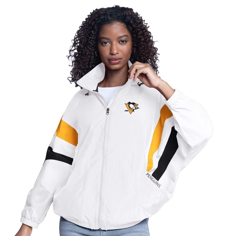 長い巻き毛 バンクス レディース アウター 上衣・上衣 パーカー Women\u0027s G-III Sports by Carl Banks White Pittsburgh Penguins Game News Oversized Full-Zip Hoodie Jacket Png White 白いこと