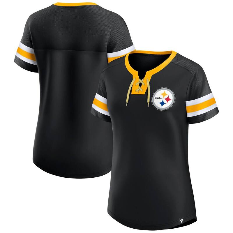 ファナティクス レディース トップス Tシャツ レース Women's Fanatics Black Pittsburgh Steelers Lace-Up Bling T-Shirt Stl Black ブラック 13,285円