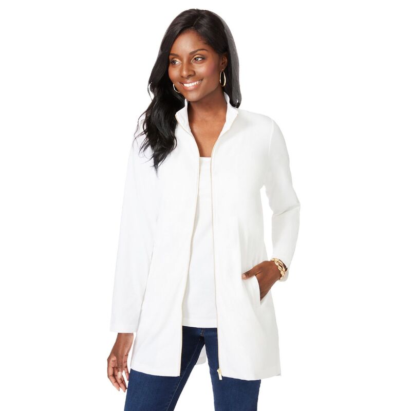 ジェシカロンドン レディース アウター ジャケット・ブルゾン プラスサイズ コットン Jessica London Women's Plusize Stretch Cotton Zip Front Hi-Low Jacket White ホワイト 14,950円