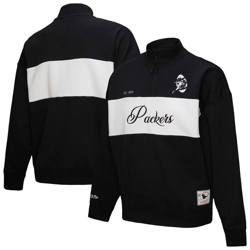 ミッチェル&ネス レディース トップス Tシャツ ジャケット Women's Mitchell & Ness Black Green Bay Packers Quarter-Zip Jacket Pkr Black ブラック