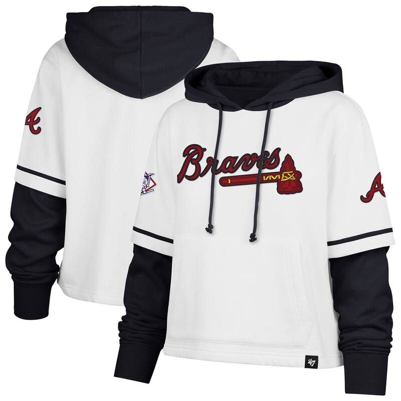フォーティセブンブランド レディース トップス Tシャツ ショートパンツ クロップド パーカー 47 Brand Women's '47 White Atlanta Braves Trifecta Shortstop Cropped Pullover Hoodie Brv White ホワイト