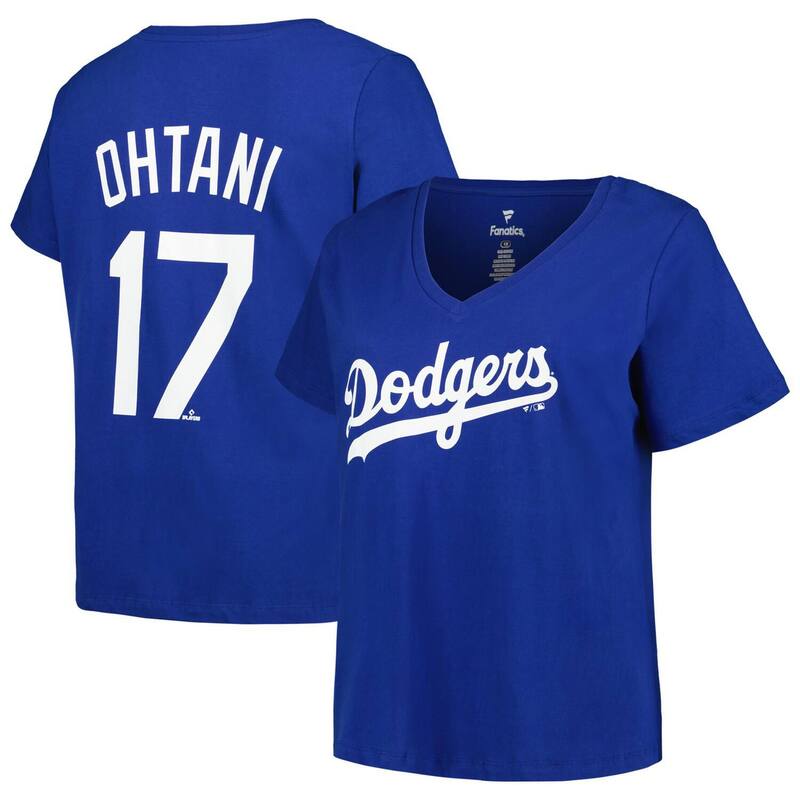 プロファイル レディース トップス Tシャツ プラスサイズ Profile Women's Fanaticshohei Ohtani Royalos Angeles Dodgers Plusize Name & Number T-Shirt Lad Blue ブルー｜ReVida 店