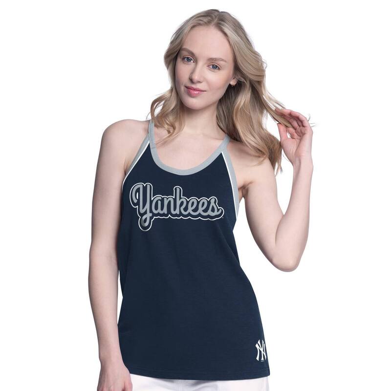 ジースリー フォーハー バイ 長い巻き毛 バンクス レディース トップス ティーシャツ Women\u0027s G-III 4Her by Carl Banks Navy New York Yankees Curveball Racerback Tank Top Ynk Navy 米国海軍 トップス-レディースファッション-Tシャツ・カットソー