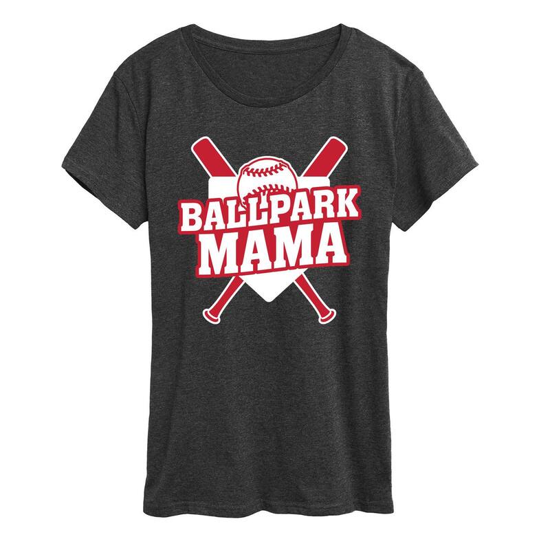 アニメキャラクター レディース トップス Tシャツ グラフィック Licensed Character Women's Ballpark Mama Graphic Tee Heather Charcoal チャコール