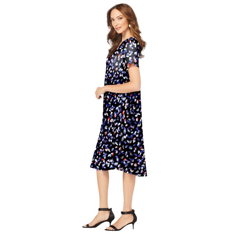 ロアマンズ レディース トップス ワンピース Vネック プラスサイズ プチ Roaman's Women's Plusize Petite Ultrasmooth V Neck Swing Dress Multi Playful Abstract マルチカラー