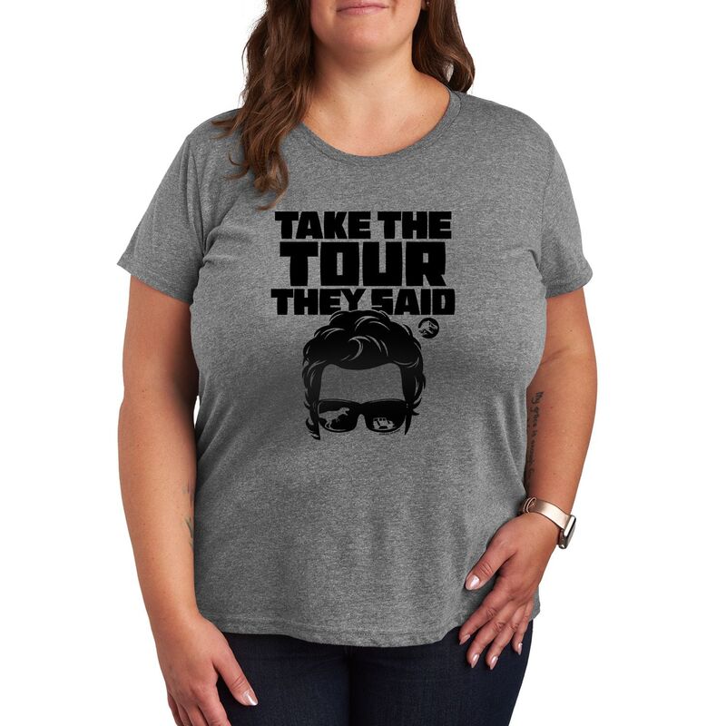 アニメキャラクター レディース トップス Tシャツ プラスサイズ グラフィック Licensed Character Plusize Jurassic Park Take The Tour Graphic Tee Heather Gray グレー