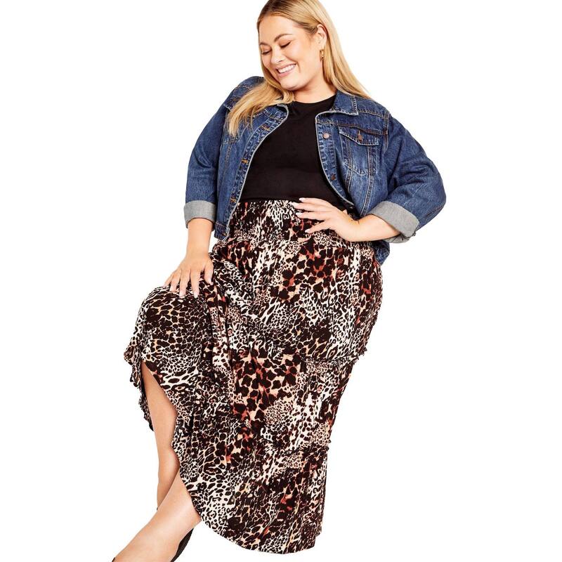 アベニュー レディース ボトムスカート プラスサイズ Avenue Women's Plusize Zoey Skirt Leopard Print アニマル|ReVida 店