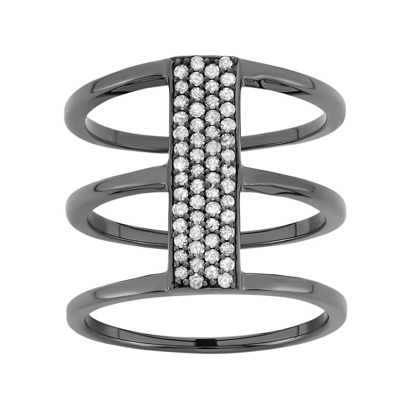 アンブランデッド レディース アクセサリー リング Unbranded 1/3 Carat.W. Diamond Black Rhodium-Plated Sterling Silver Triple Ring White ホワイト