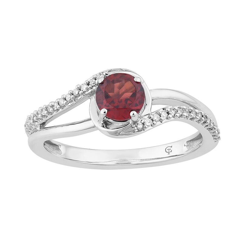 アンブランデッド レディース アクセサリー リング Unbranded 10k White Gold Garnet & 1/8 Carat.W. Diamond Swirl Ring 10k Whgold ホワイト