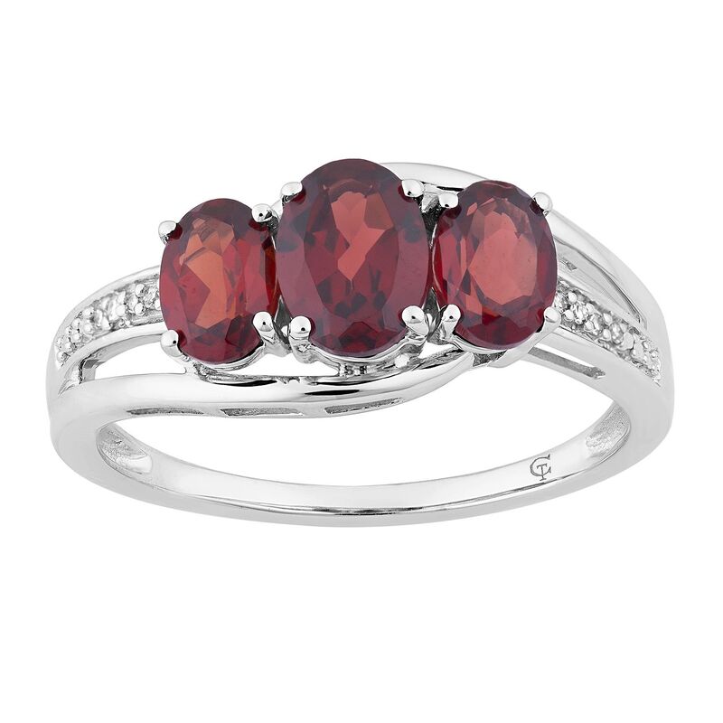 アンブランデッド レディース アクセサリー リング Unbranded 10k White Gold Garnet & Diamond Accent 3-Stone Ring 10k Whgold ホワイト