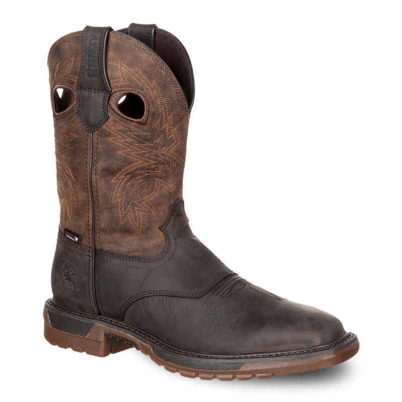 ロッキー メンズ シューズ ブーツ・レインブーツ Rocky Original Ride Men\u0027s Waterproof Western Boots Dark Brown Crazy Horse 赤銅色