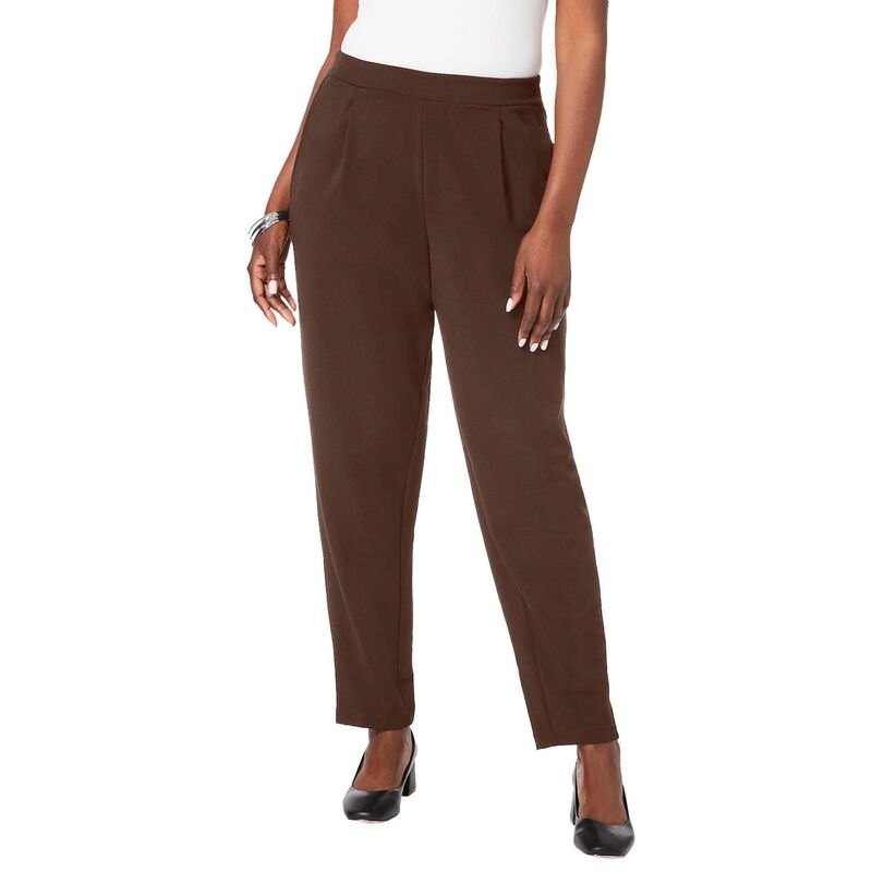 ジェシカロンドン レディース ボトムス カジュアルパンツ ストレート クレープラスサイズ ニット Jessica London Women's Plusize Stretch Knit Crepe Straight Leg Pants Chocolate チョコレート｜ReVida 店