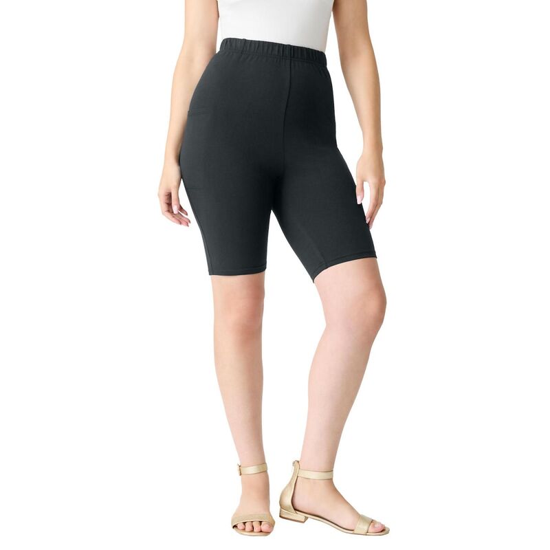 ロアマンズ レディース ボトムス ハーフパンツ・ショーツ プラスサイズ Roaman's Women's Plusize Side-Pocket Bike Short Heather Charcoal チャコール｜ReVida 店