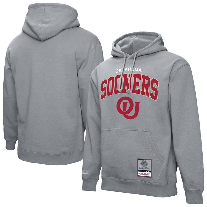 ミッチェル&ネス メンズ トップス Tシャツ パーカー Men's Mitchell & Ness Heather Gray Oklahoma Sooners Classic Arch Pullover Hoodie Okl Grey グレー