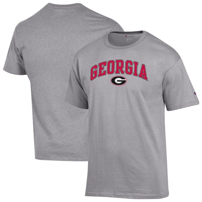 チャンピオン メンズ トップス Tシャツ ロゴ Men'sChampion Heather Gray Georgia Bulldogs Arch Over Logo T-Shirt Uga Grey グレー