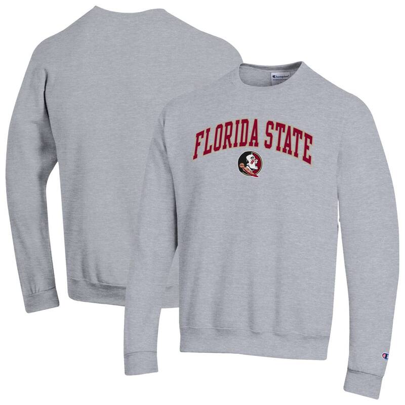 チャンピオン メンズ トップス Tシャツ スウェット ロゴ Men'sChampion Heather Gray Florida State Seminoles Arch Over Logo Pullover Sweatshirt Fsu Grey グレー